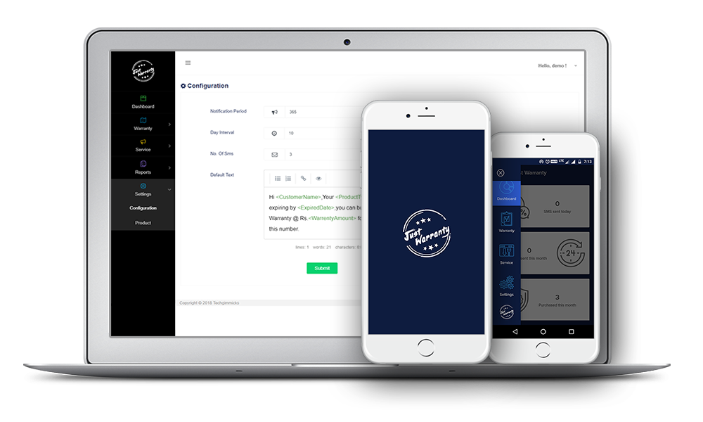 JustWarranty Promote or send Service SMS | TechGimmicks
